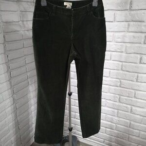 St. John's Bay Stretch Ladies Size 12 Olive Green Straight Legs Corduroy Pants